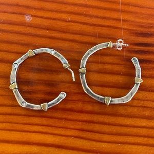 Waxing poetic earrings brass and sterling silver 1.5"